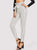 Frill Trim Bow Tie Waist Striped White Trousers