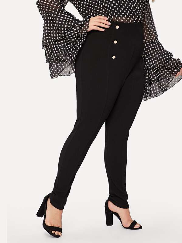 Plus High Waist Double Breasted Trousers