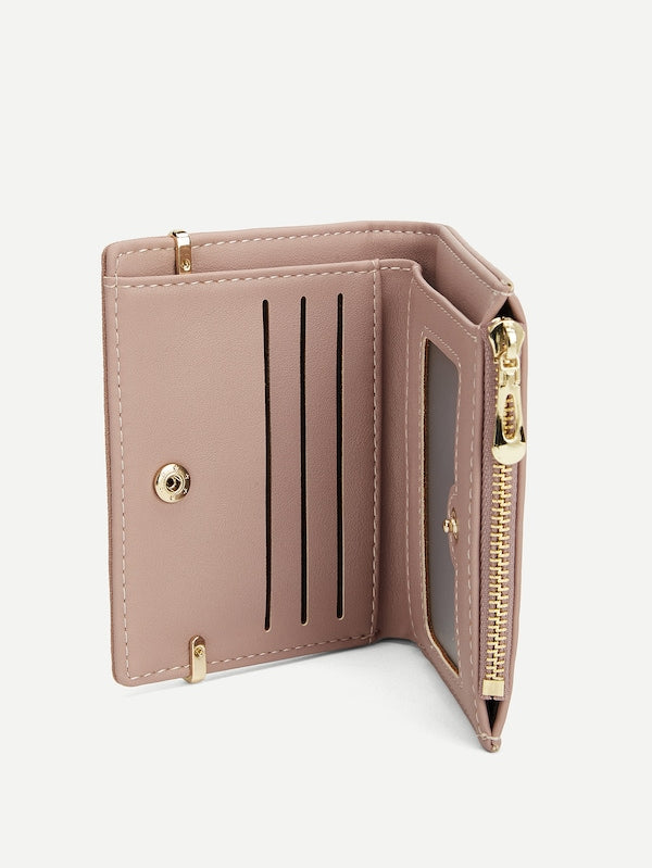 Contrast Zipper PU Purse