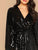 Wrap Front Lantern Sleeve Sequin Dress