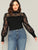 Plus Frill Mock Neck Lace Sheer Sleeve Top
