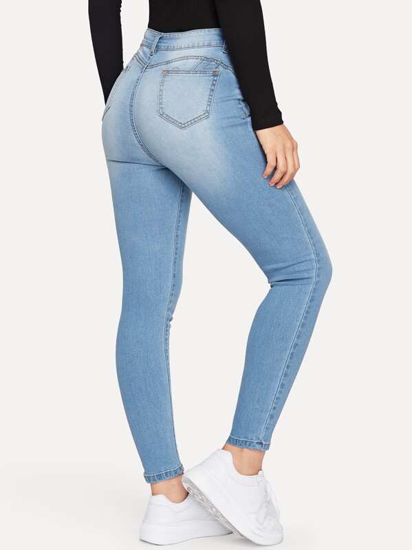 Button Fly Skinny Jeans