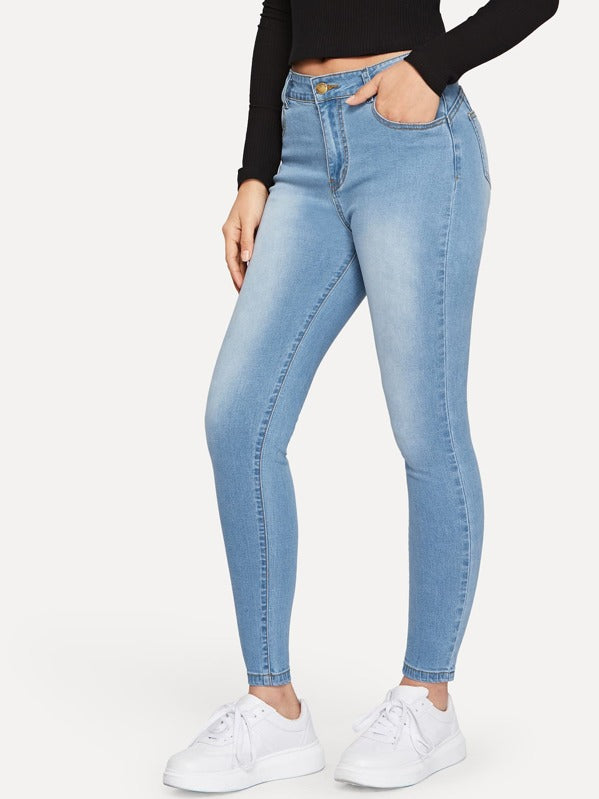 Button Fly Skinny Jeans
