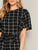 Flutter Sleeve Belted Grid Print Jumpsuit