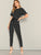 Flutter Sleeve Belted Grid Print Jumpsuit