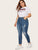 Plus Size Ripped Raw Hem Faded Wash Jeans