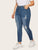 Plus Size Ripped Raw Hem Faded Wash Jeans