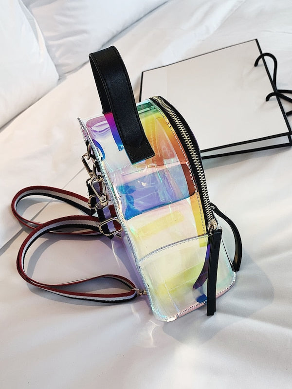 Clear Backpack With Striped Strap