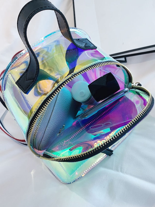Clear Backpack With Striped Strap