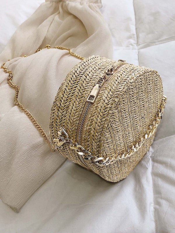 Braided Detail Round Shaped Chain Bag
