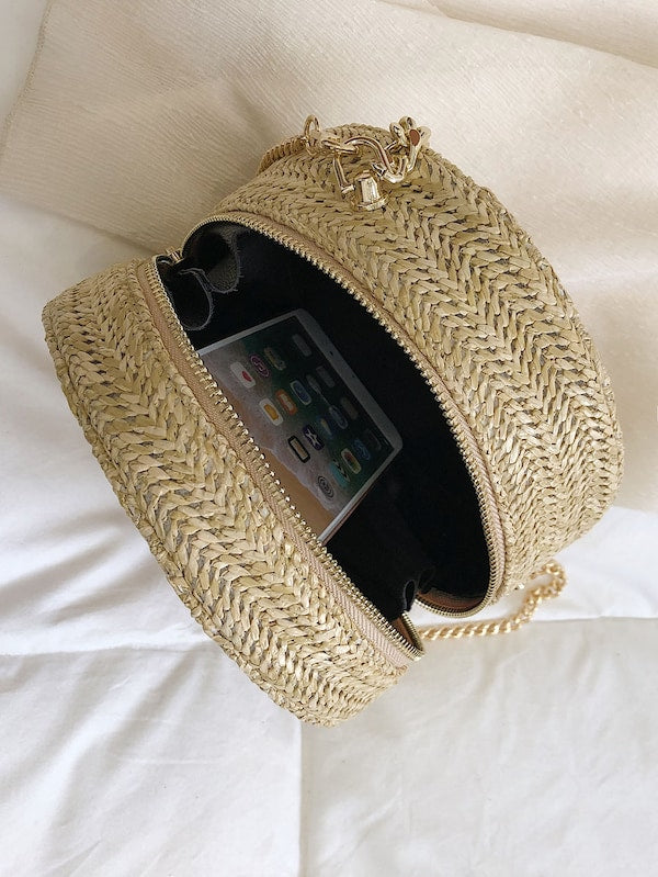 Braided Detail Round Shaped Chain Bag