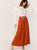 Pleated Wide Leg Pants With Pearl Buckle Belt