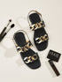 Chain Decor Open Toe Slingback Sandals