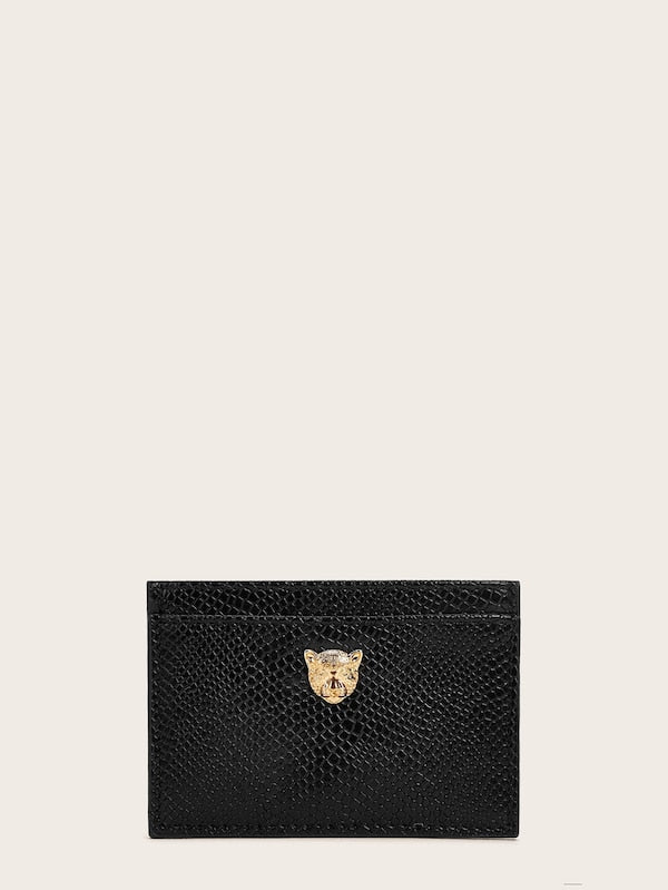 Leopard Head Decor Embossed Purse