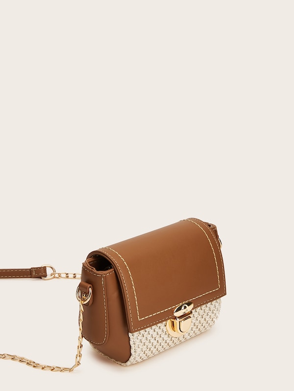 Push Lock Woven Detail Chain Bag