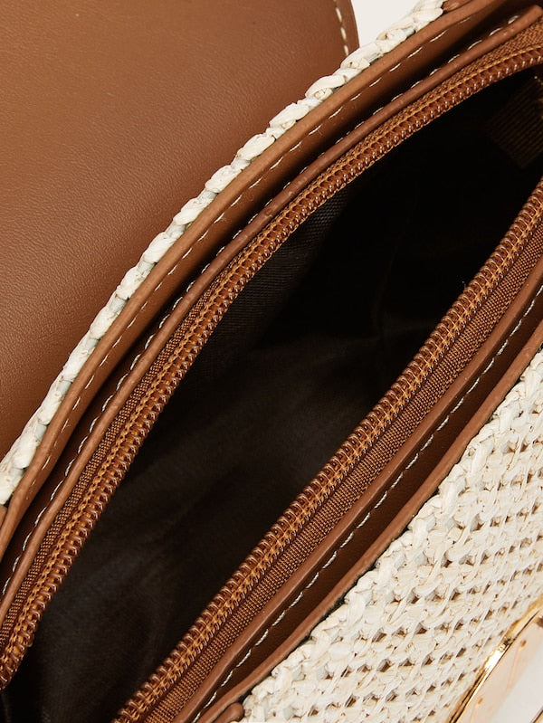Push Lock Woven Detail Chain Bag
