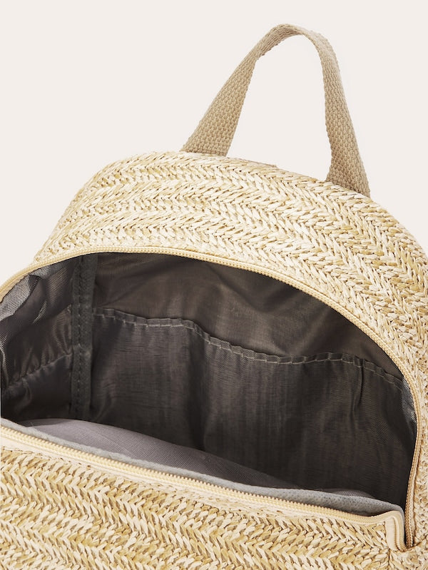 Crown Detail Woven Backpack