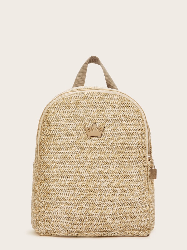 Crown Detail Woven Backpack