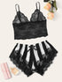 Floral Lace Bralet With Striped Shorts