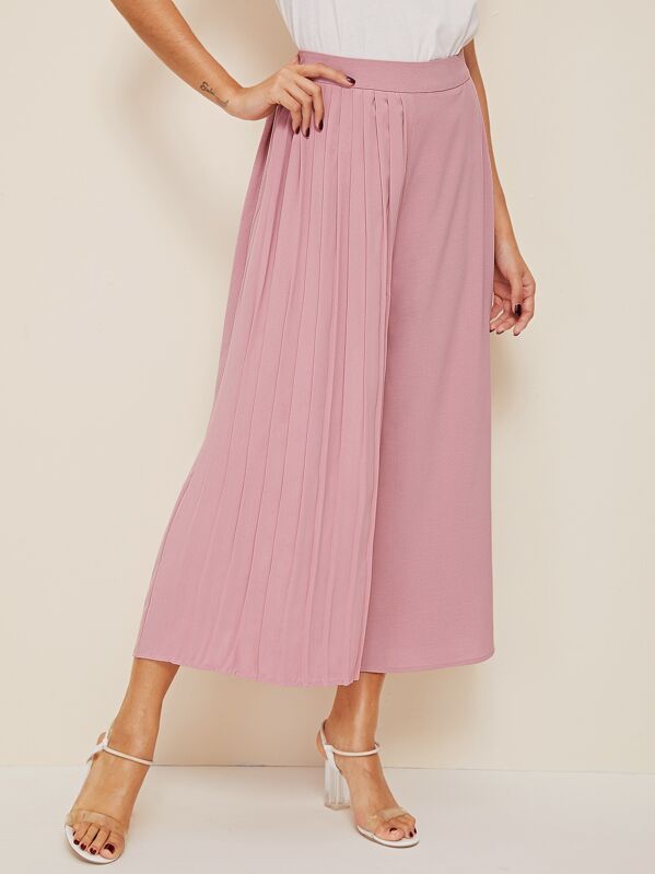 Wideband Waist Trousers One Leg With Pleated