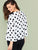 Plus Keyhole Back Flare Sleeve Polka Dot Top