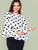 Plus Keyhole Back Flare Sleeve Polka Dot Top