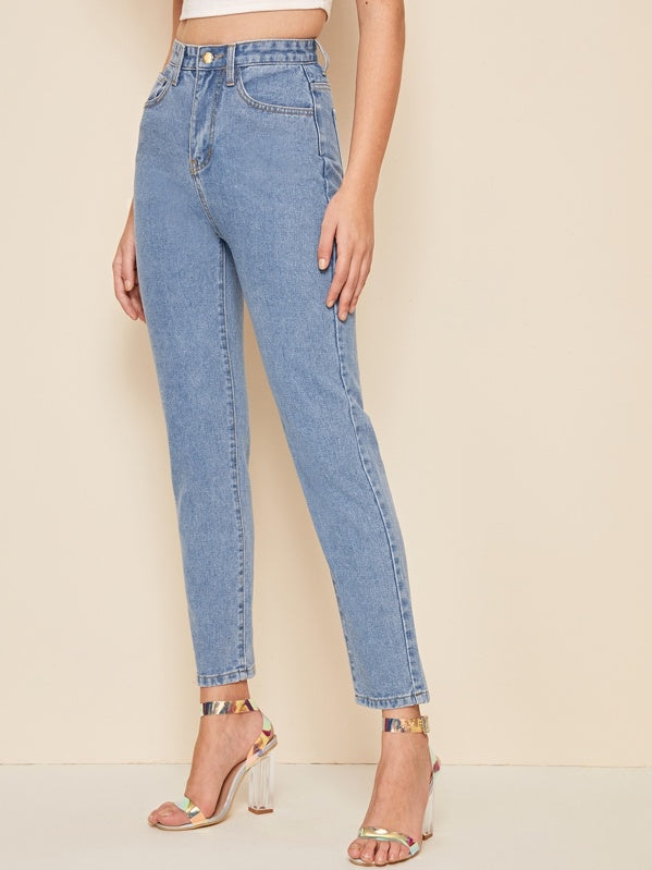 Bleach Wash Mom Jeans