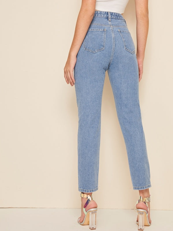 Bleach Wash Mom Jeans