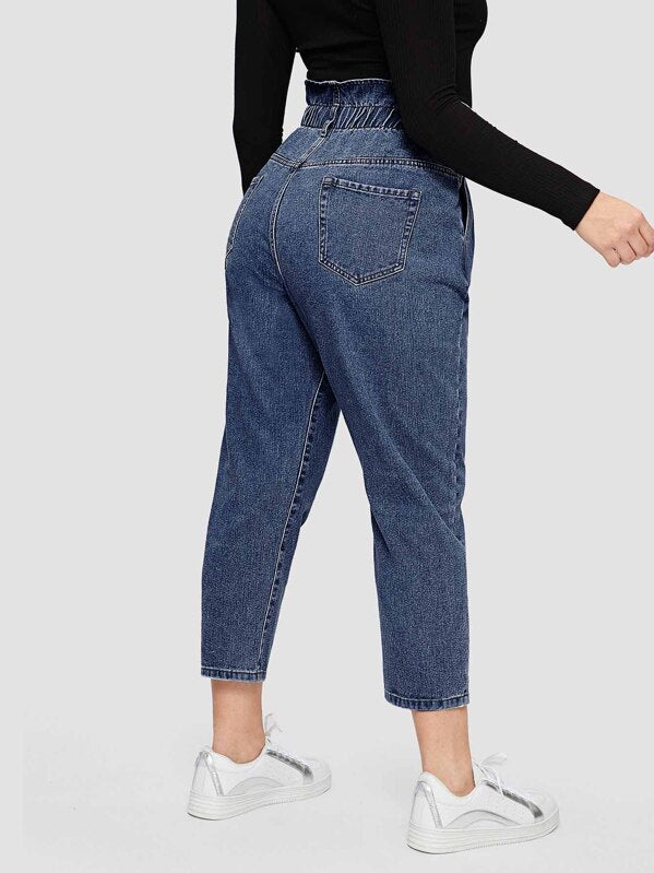 Plus Paperbag Waist Crop Jeans