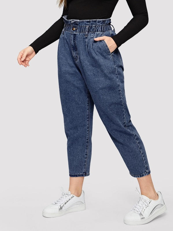 Plus Paperbag Waist Crop Jeans