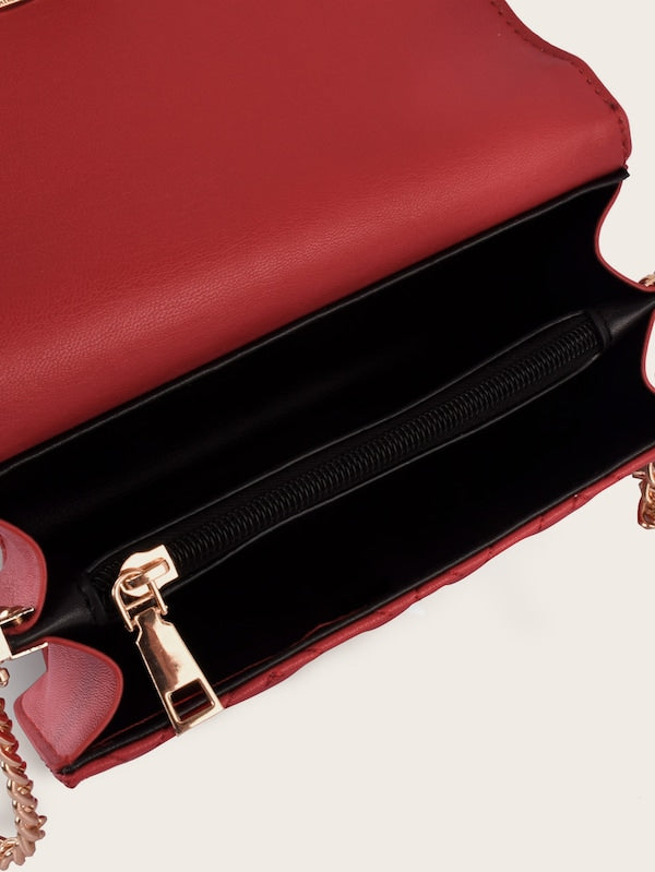 Stitch Detail Chain Crossbody Bag