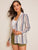 Notched Collar Flap Detail Striped Blazer