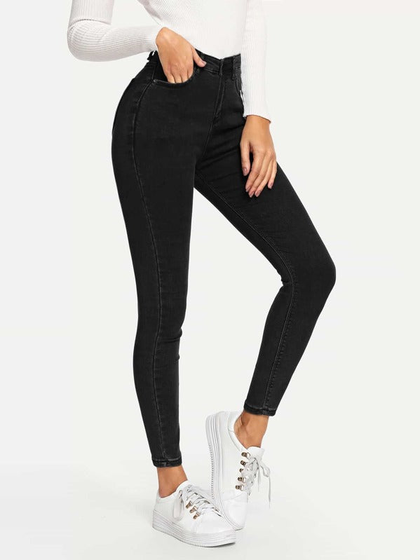 Plain Pocket Side Skinny Jeans
