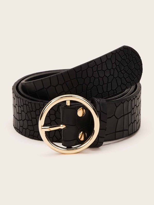 Croc Pattern O-Ring Buckle Belt
