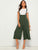 Button Front Shirred Wide Leg Pinafore Trousers