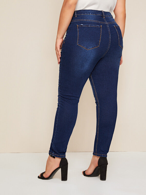 Plus Button Fly Dark Wash Jeans