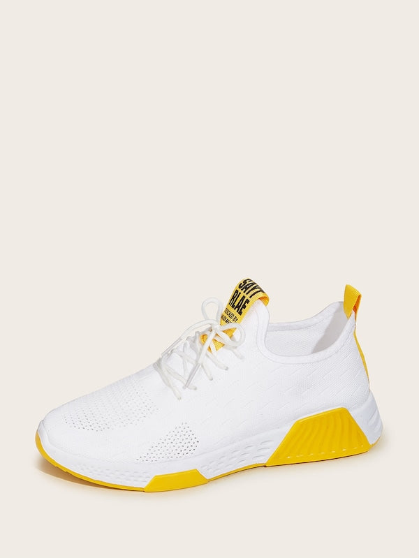 Men Lace-Up Front Knit Trainers