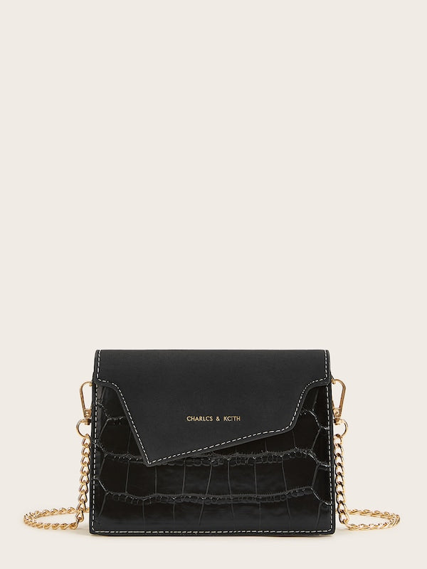 Croc Embossed Chain Crossbody Bag