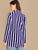 Notch Collar Single Button Blue Striped Blazer