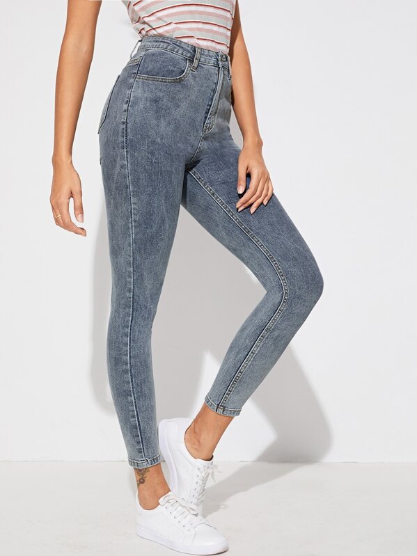 Bleach Wash Skinny Jeans