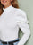 High Neck Gigot Sleeve White Tee