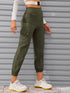 Flap Pocket Elastic Hem Army Green Cargo Trousers