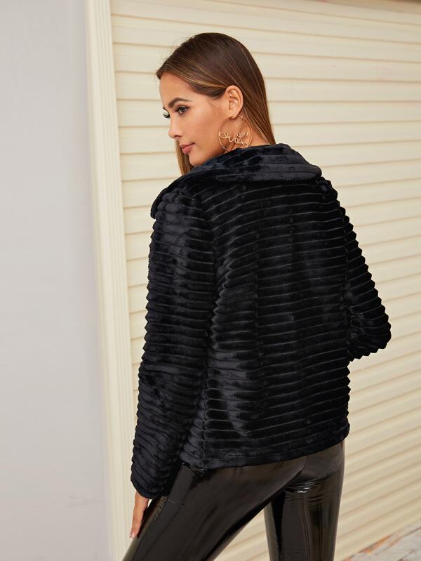 Solid Zip-Up Velvet Jacket