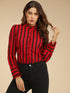 Lettuce Frill Striped Button Front Blouse