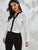 Contrast V Neck Button Single Pocket Blouse