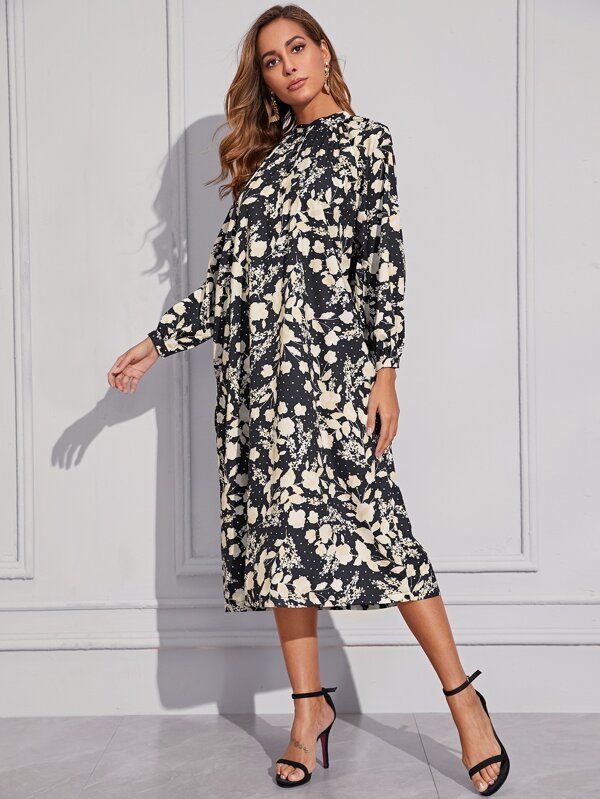 Allover Floral Print Tunic Dress