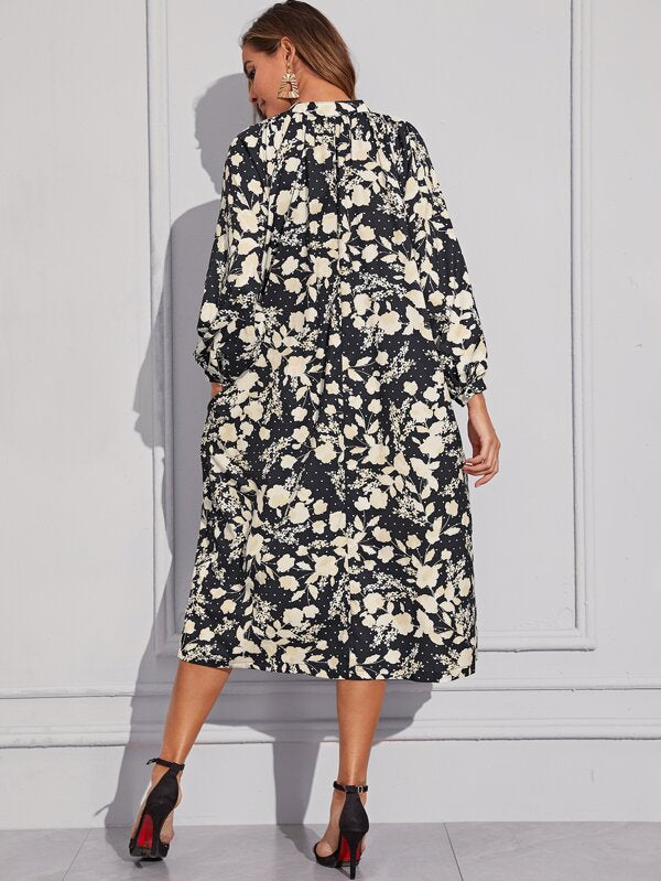 Allover Floral Print Tunic Dress