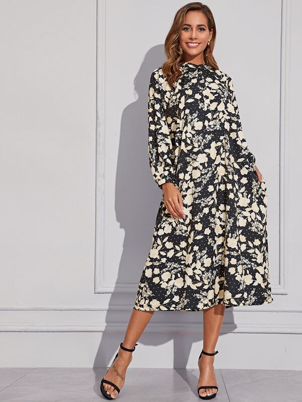 Allover Floral Print Tunic Dress