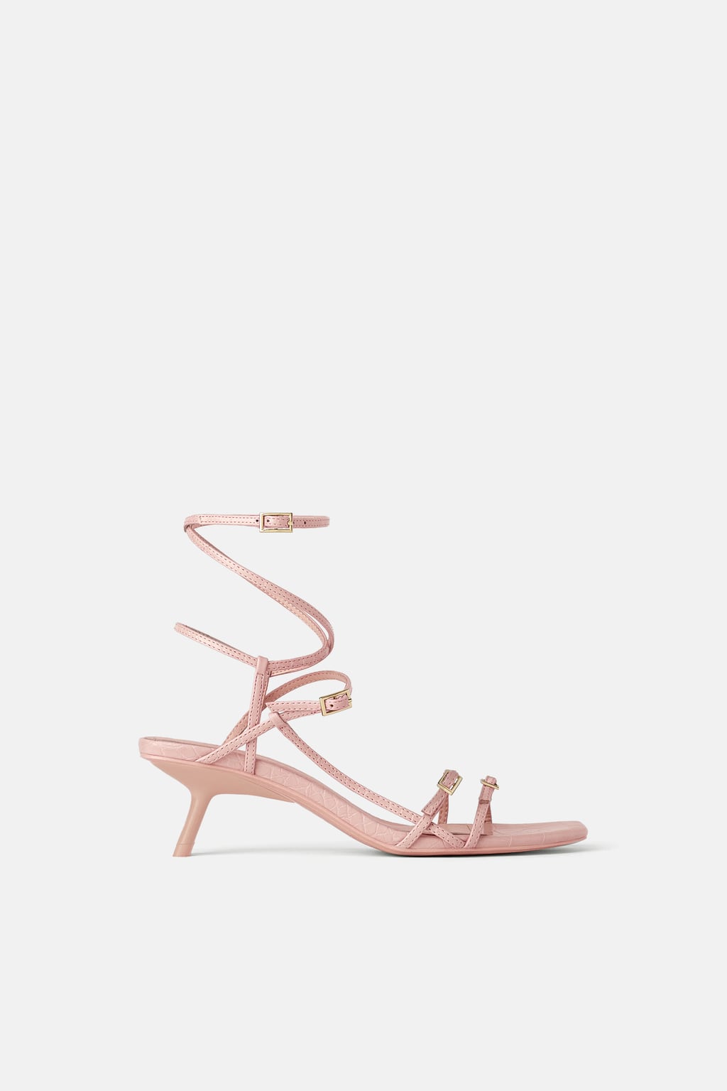 Zara Strappy Mid-Heel Sandals Pink