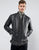 Leather Racing Biker Jacket in Black